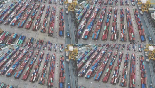 从无人机的角度看，国际航运码头与集装箱港是货物的进出口高清在线视频素材下载