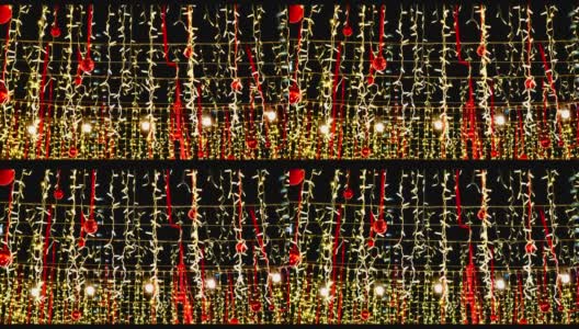 花环灯红丝带和圣诞球黑色背景中国新年高清在线视频素材下载