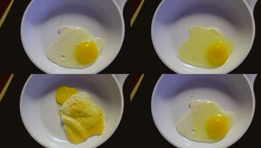 双面煎蛋蛋黄溢出高清在线视频素材下载