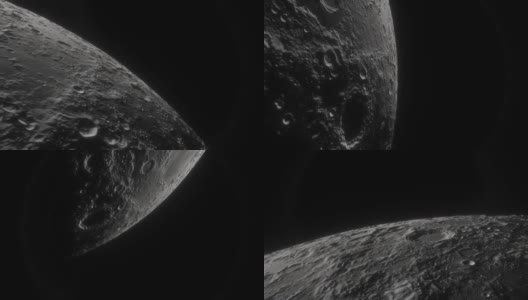月球在太空深处。宇宙飞船在月球附近飞行。月球的三维模型高清在线视频素材下载
