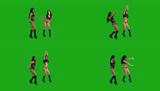 美丽的少女在绿色的屏风上跳舞高清在线视频素材下载