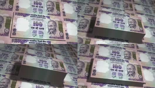 100卢比，印度的纸币高清在线视频素材下载