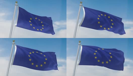 4k的欧盟旗帜高清在线视频素材下载