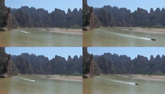 黄河上的船在甘肃省中国亚洲高清在线视频素材下载