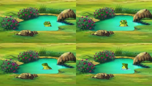 小池塘里的青蛙高清在线视频素材下载
