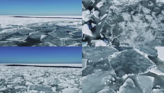 在阳光明媚的日子里飞过浮冰。相机倾斜高清在线视频素材下载