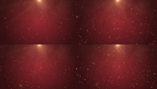 4k分辨率的圣诞背景，散焦金色粒子在红色背景，缓慢下降的白色散焦，闪烁的灯光背景，高清在线视频素材下载