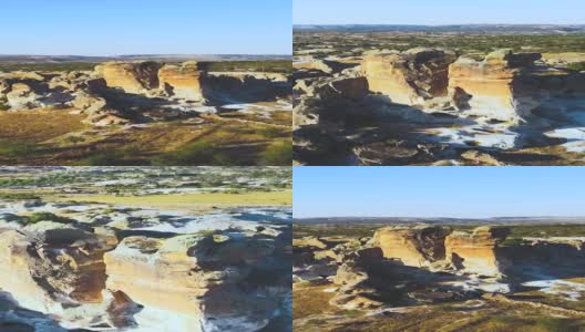 空中垂直录影谷景、山洞、仙烟囱、古人居住地、背景录影高清在线视频素材下载