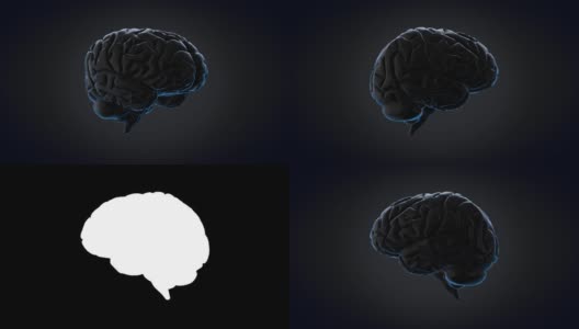 人类大脑的数字电子活动，蓝色背景上的闪光和闪电。三维渲染高清在线视频素材下载