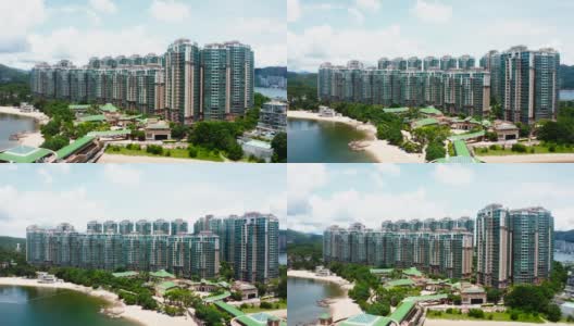 航拍香港马湾海滨公寓大楼高清在线视频素材下载