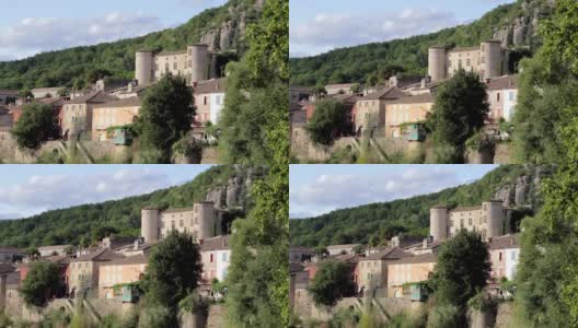 古老的村庄和Vogüé城堡在阿尔代什在法国南部高清在线视频素材下载
