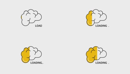 4k黄色大脑图标加载视频。高清在线视频素材下载