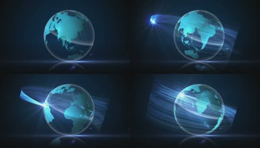 蓝色地球图形旋转与发光的光高清在线视频素材下载