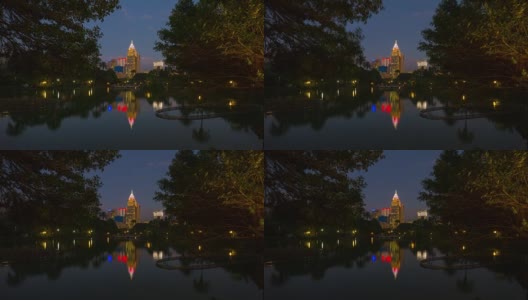 夜光台北城市公园湖全景4k时间流逝台湾高清在线视频素材下载