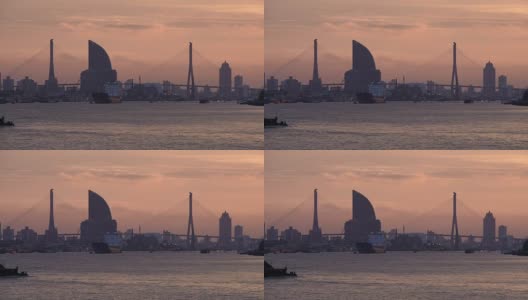 日出上上海市区景象，上海黄浦江，外滩风光高清在线视频素材下载
