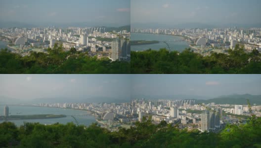 三亚城市风景日落时间公园山顶全景4k海南中国高清在线视频素材下载