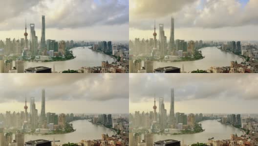 4K:上海城市景观从日出到一天的时间流逝，中国高清在线视频素材下载
