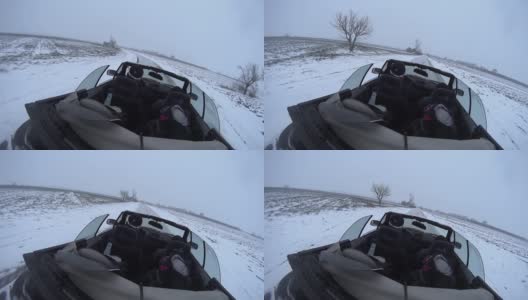 Cabrio雪天背面高清在线视频素材下载