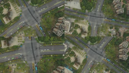 白天时间南京市交通十字路口高空俯视图4k中国高清在线视频素材下载