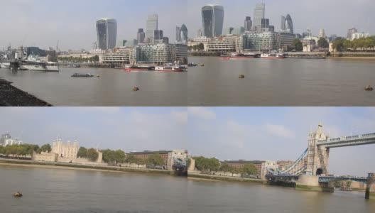 英国伦敦- 2014年12月:英国伦敦塔桥。日落与美丽的云高清在线视频素材下载