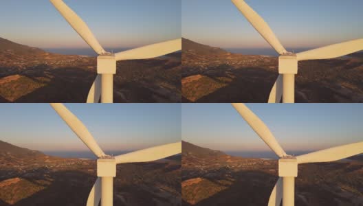 日出时的风力涡轮机高清在线视频素材下载