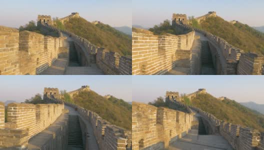 石阶井通向雄伟的中国长城的顶端。高清在线视频素材下载
