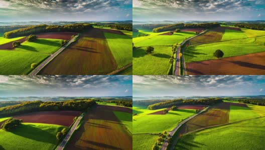鸟瞰德国田园诗般的乡村高清在线视频素材下载