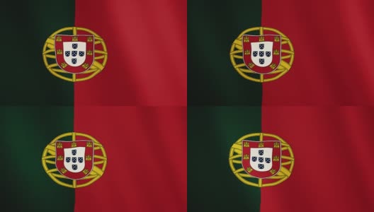 葡萄牙国旗飘扬的动画。全屏。国家的象征高清在线视频素材下载