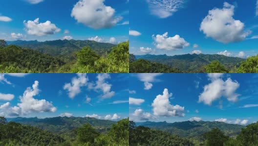 美丽的热带山脉和蓝天与移动的云。时间流逝的视频高清在线视频素材下载