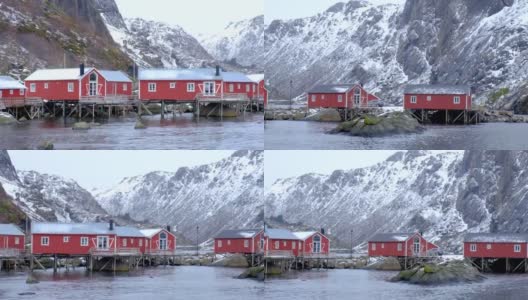 Rorbu在挪威Nusfjord村居住高清在线视频素材下载