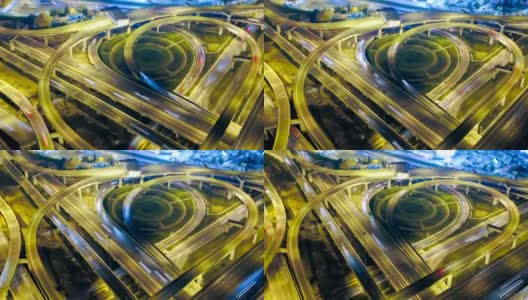 4k鸟瞰曼谷高速公路夜景高清在线视频素材下载