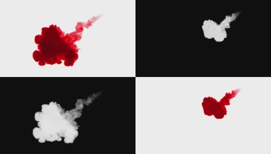 红色墨水溶于水，白色背景与光斑。计算机仿真的三维渲染。墨水能溶于水。8高清在线视频素材下载