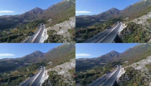 位于意大利亚平宁山脉一侧的长长的公路桥高清在线视频素材下载