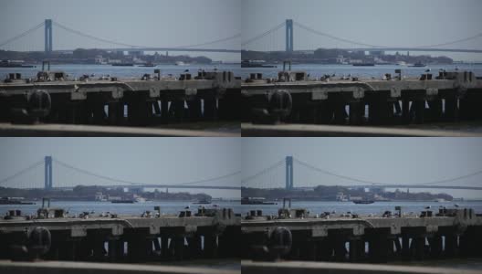 Verrazano Bridge With Boats NYC高清在线视频素材下载
