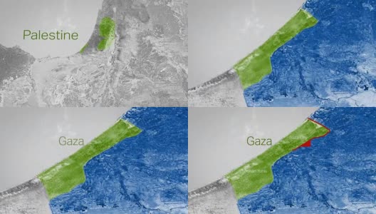 加沙地带的地图高清在线视频素材下载
