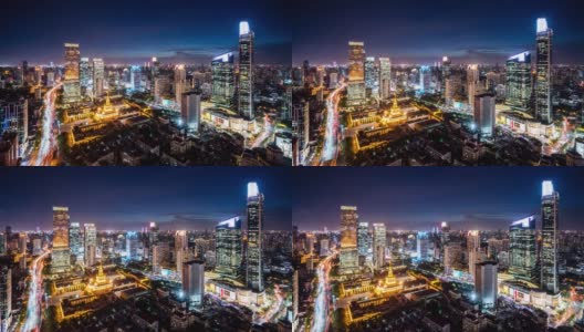 T/L WS HA ZI晚上的现代摩天大楼/中国上海高清在线视频素材下载