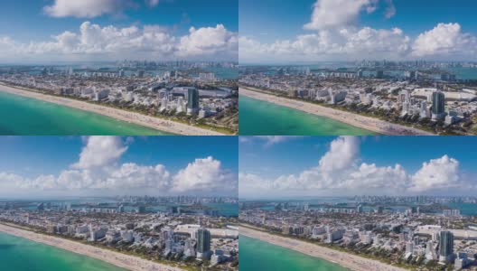 美国佛罗里达州迈阿密- 2019年1月:无人机超拍4k无人机俯瞰迈阿密海滩海岸线。高清在线视频素材下载