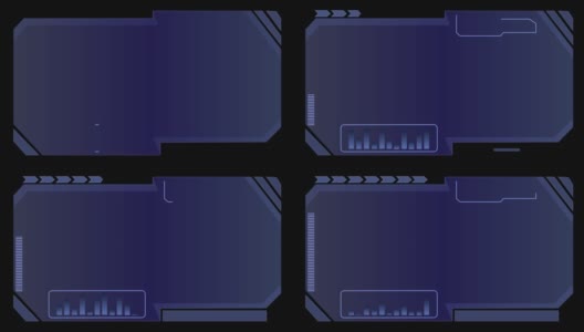 抽象动画移动技术ui未来hud界面蓝色全息图。技术元素，数字数据背景上的黑色背景高清在线视频素材下载