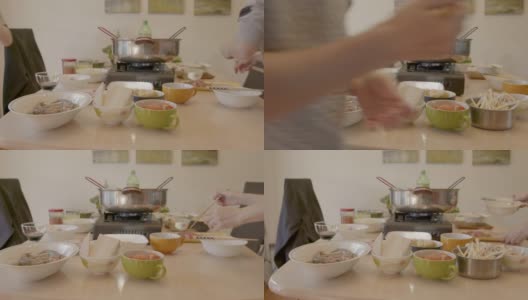 吃火锅的亚洲家庭高清在线视频素材下载