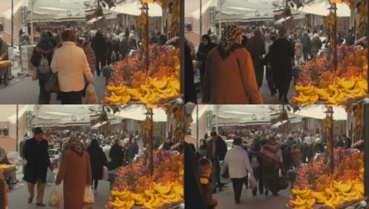 土耳其菜市场上的人们高清在线视频素材下载