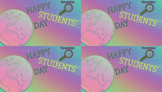 学生日的背景是11月17日。国际学生日地球仪高清在线视频素材下载