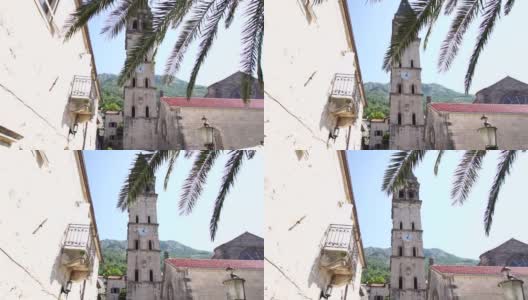圣尼古拉斯教堂的钟塔。Perast、黑山高清在线视频素材下载