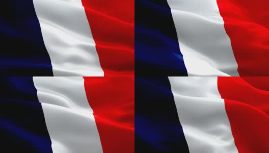 法国国旗。法国国旗-循环，挥舞，一个美丽的结束循环的法国国旗动画。全数字渲染使用官方旗帜设计，全帧组成。美丽的三色缎高清在线视频素材下载