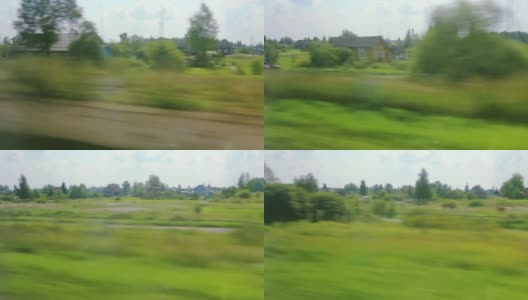 从高速列车的窗口看到的田野(POV)高清在线视频素材下载
