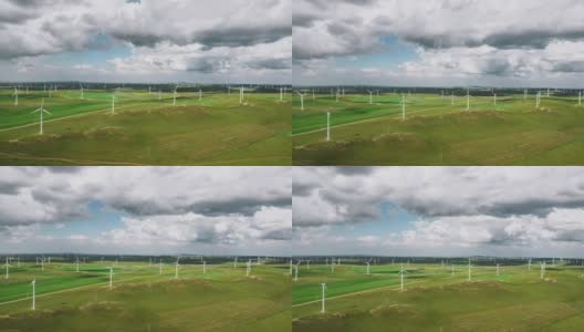 风电场的Hyper Lapse和鸟瞰图高清在线视频素材下载