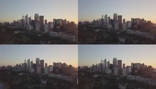 美丽的空中城市天际线在黎明的早晨高清在线视频素材下载