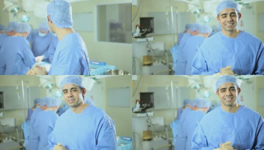 肖像亚洲医生穿着手术服手术室高清在线视频素材下载