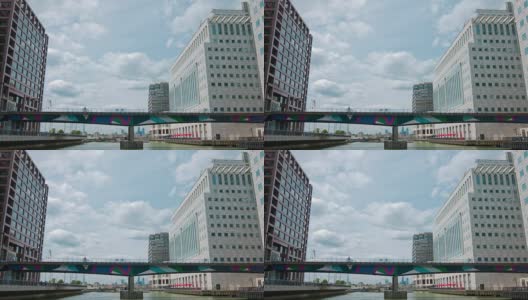 伦敦的天际线，金丝雀码头的办公楼高清在线视频素材下载