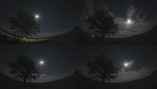 诡异的夜空，满月，乡村道路高清在线视频素材下载
