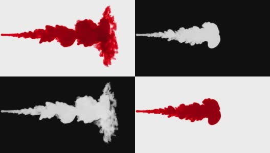 红色墨水溶于水，白色背景与光斑。计算机仿真的三维渲染。墨水能溶于水。9高清在线视频素材下载